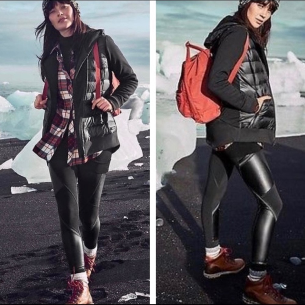 Athleta Faux Leather Fleece Lined Leggings SP